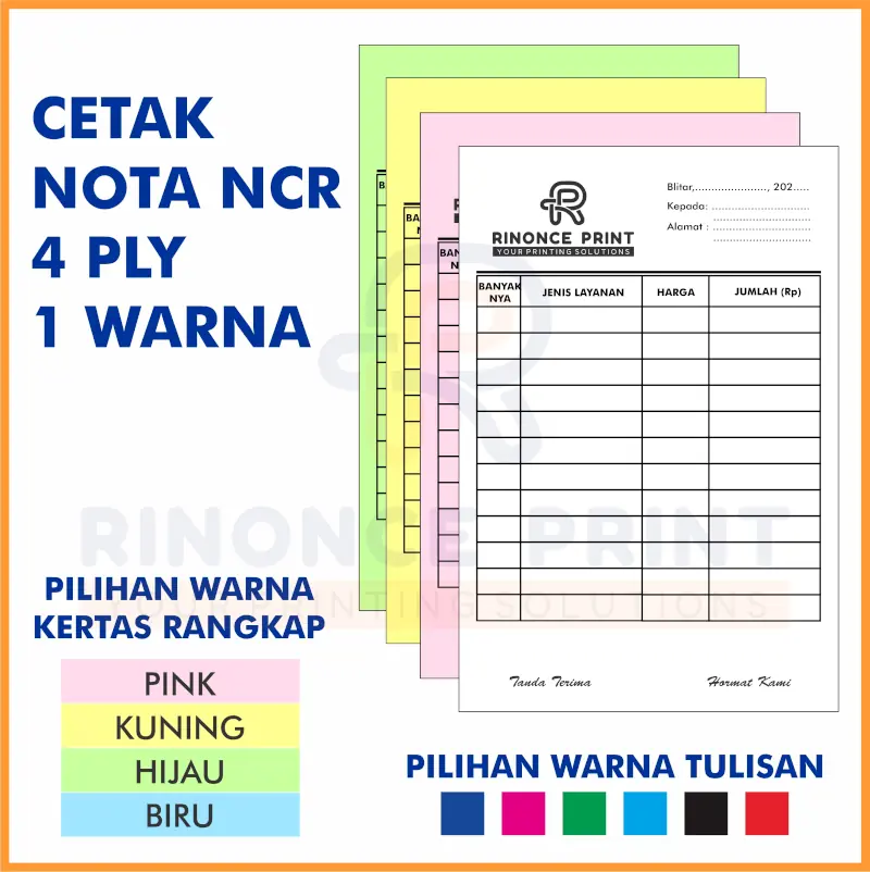 Panduan ukuran nota 4ply